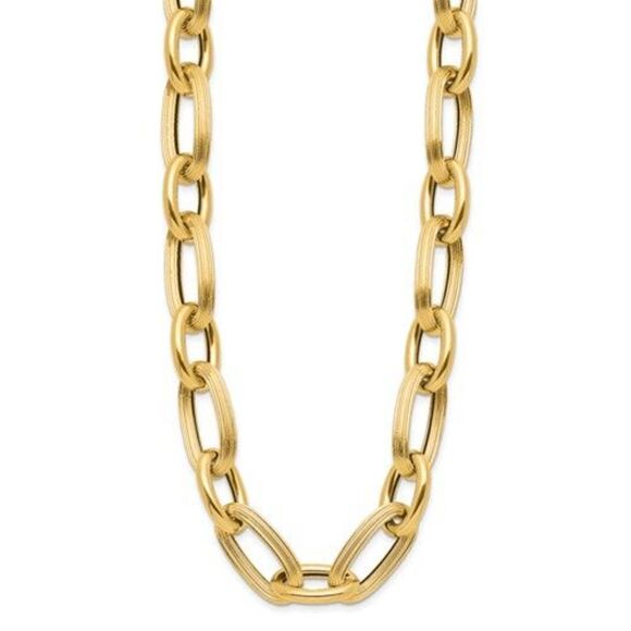 14K Gold Bold and Chunky Oval Link Necklace by Leslie’s Jewelry - Picture 1 of 15